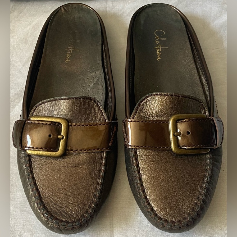 COLE HAAN Women’s Bronze Slides Mules Shoes Flats Sz 7B